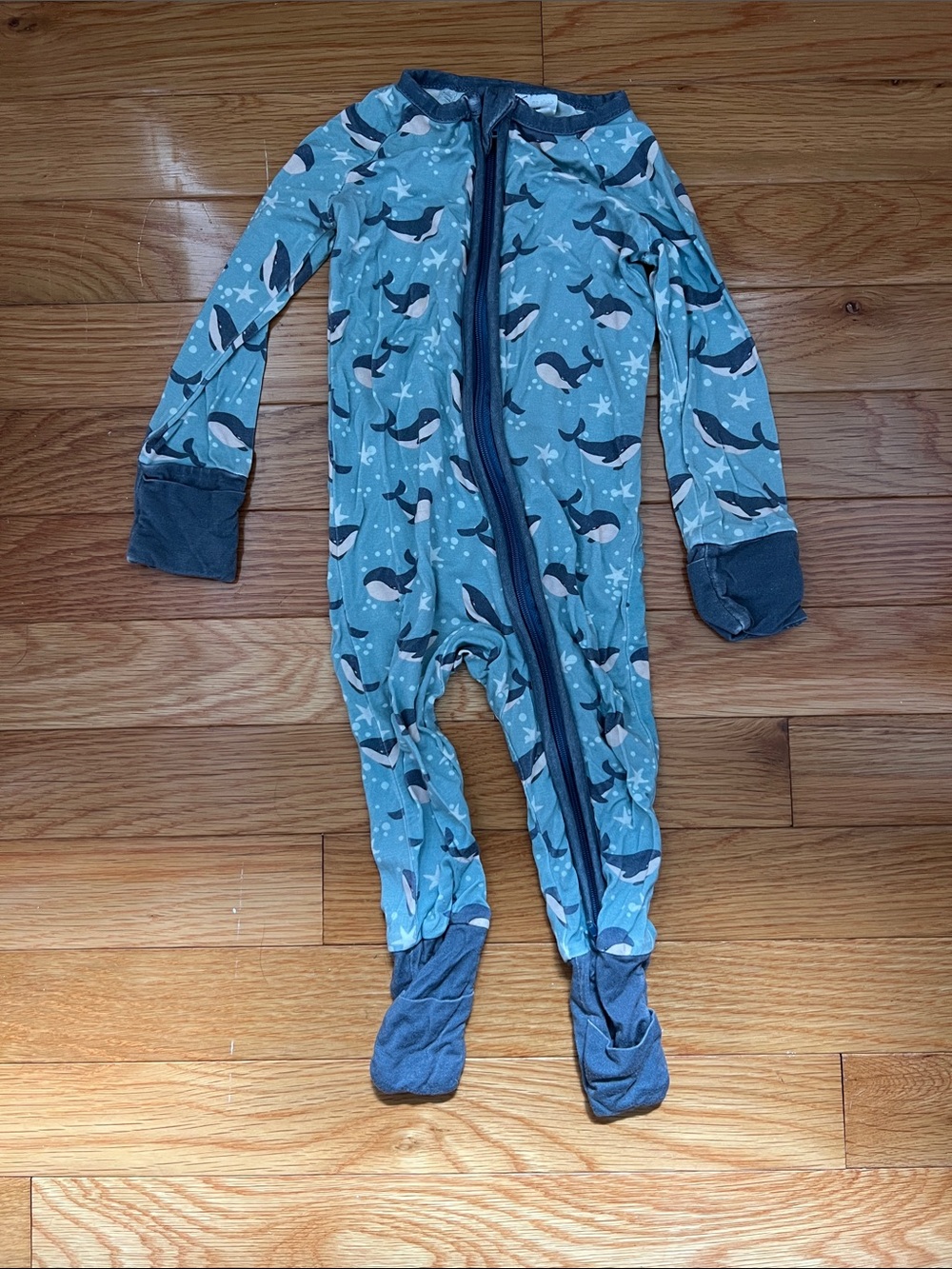 Blue Whale Zip-Front Kids Footed One-Piece